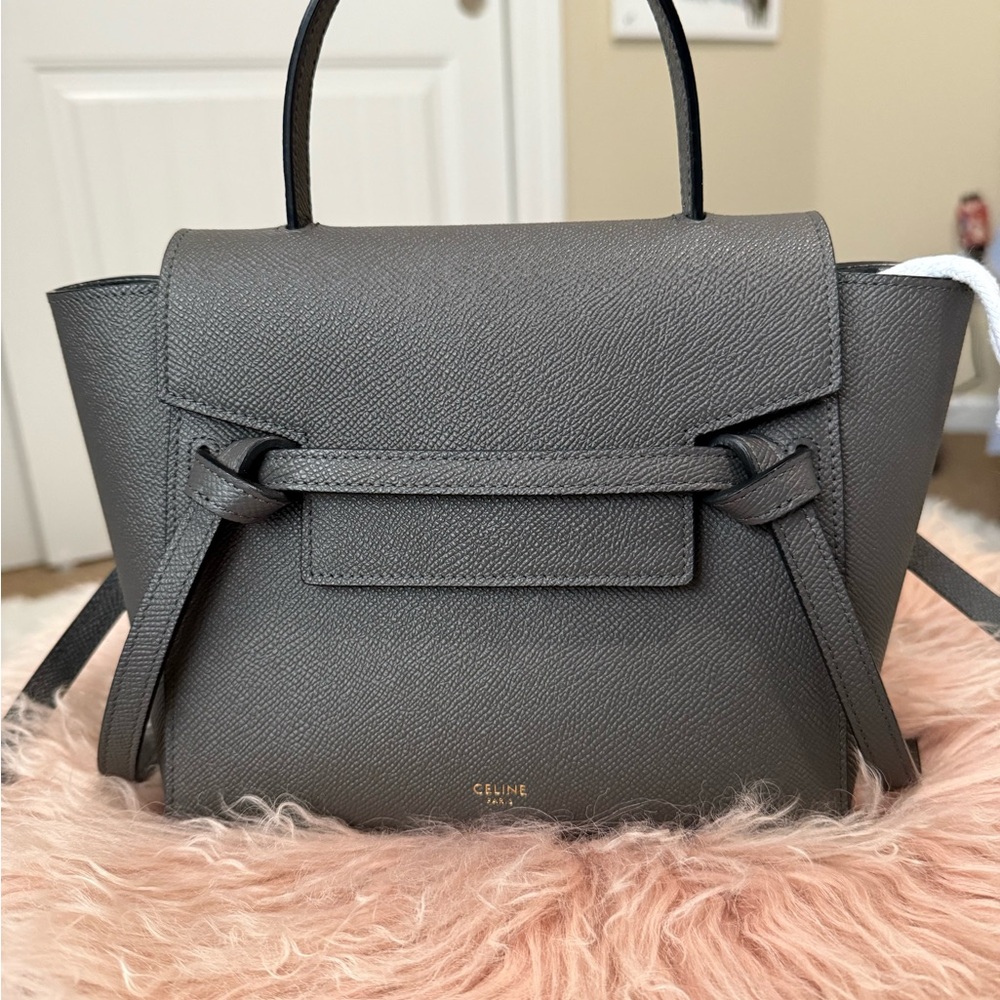 SOLD SOLD SOLD … Celine Gray Leather safiano NANO BELT Women's Bag